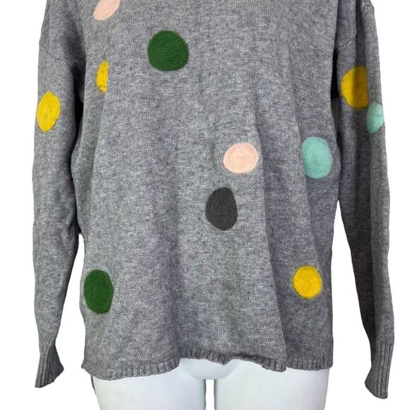 PATRIZIA LUCA MILANO Gray Long Sleeve Pullover Dot Embroidered Sweater sz XS - Picture 4 of 16